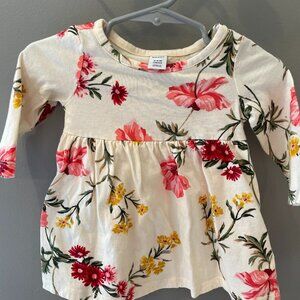 NWOT Old Navy Baby Girl Long Sleeve Dresses Floral and Burgundy | 3-6M | 2 Pack
